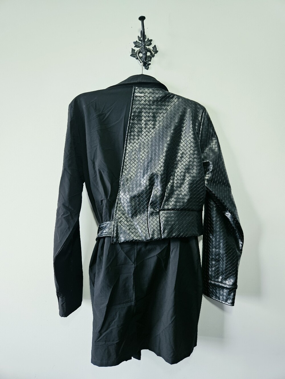 Maniere De Voir Faux Leather Blazer Dress Size 10 Black Mini Dress - Picture 4 of 7